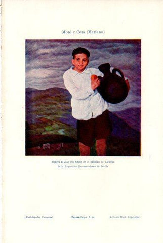LAMINA V50710: Niño con cantaro por Mariano More y Cors