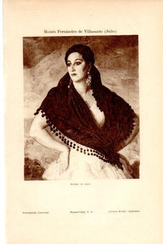 LAMINA V50699: Retrato de mujer por J. Moises Fernandez de Villasante