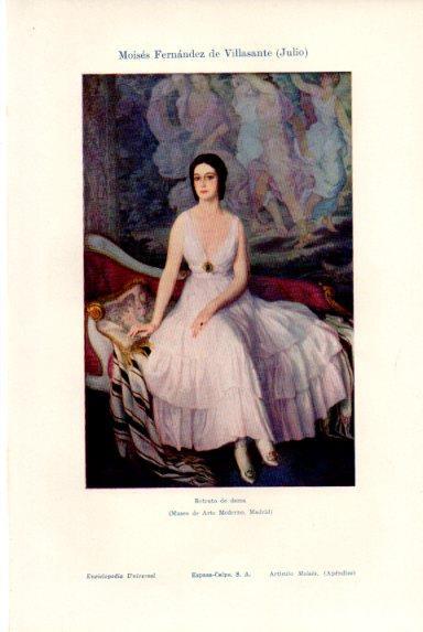 LAMINA V50698: Retrato de dama por J. Moises Fernandez de Villanueva