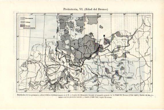 LAMINA V50777: Mapa Edad del Bronce territorios germanos, celtas e ilirios