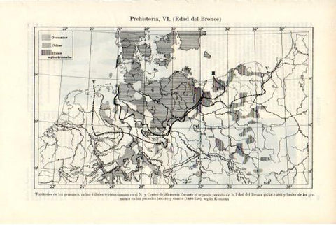 LAMINA V50777: Mapa Edad del Bronce territorios germanos, celtas e ilirios