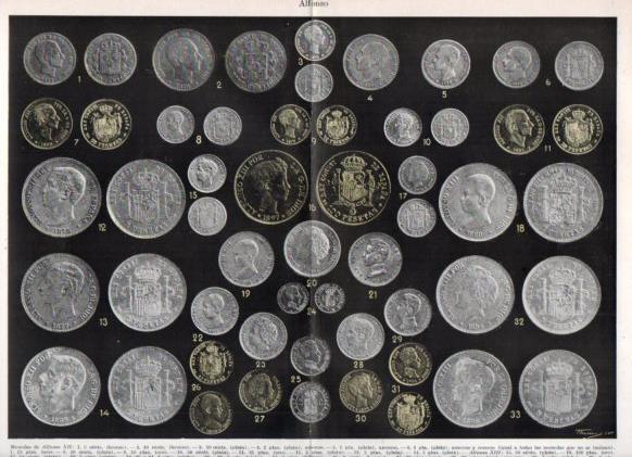 LAMINA V50848: Monedas de Alfonso XII