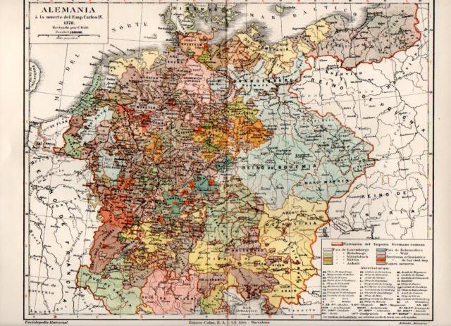 LAMINA V50846: Mapa de Alemania a la muerte del Emperador Carlos IV