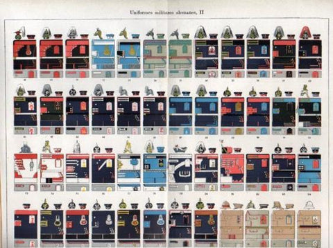 LAMINA V50883: Uniformes militares de Alemania II, con hoja adicional explicativa