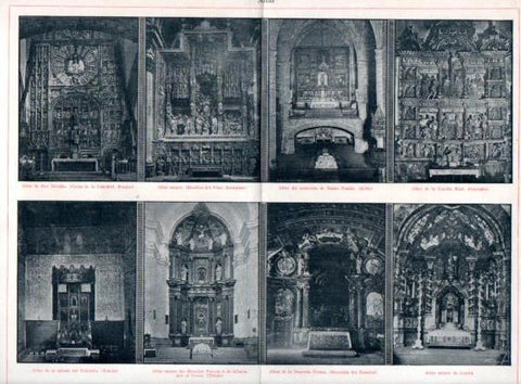 LAMINA V50872: Altar de Burgos, Zaragoza, Avila, Granada, Toledo, El Escorial y Loyola