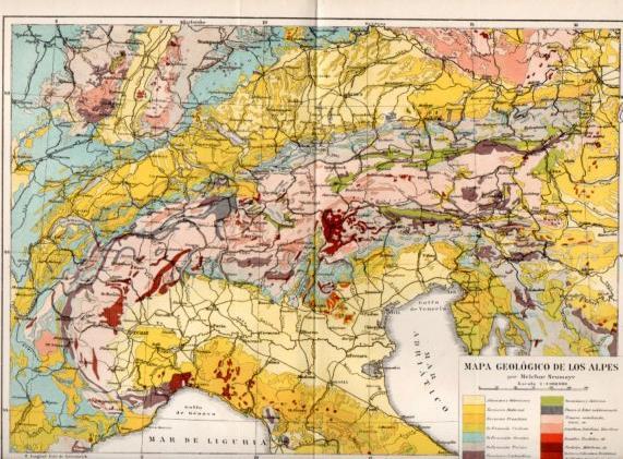 LAMINA V50870: Mapa geologico de Los Alpes