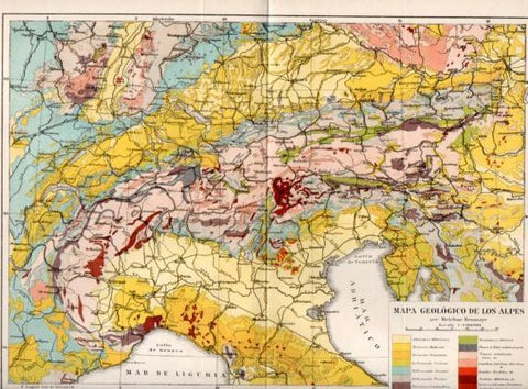 LAMINA V50870: Mapa geologico de Los Alpes