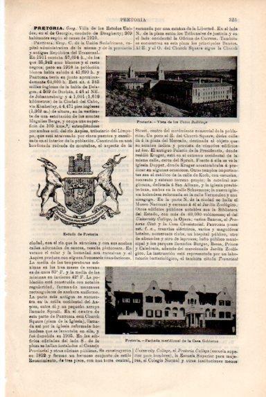 LAMINA V50804: Casa del Gobierno y escudo de Pretoria, Sudafrica