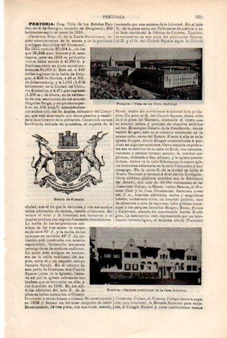 LAMINA V50804: Casa del Gobierno y escudo de Pretoria, Sudafrica