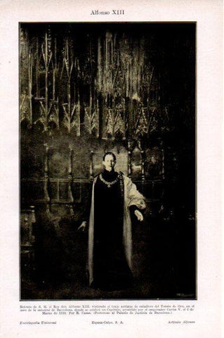 LAMINA V50509: Retrato de Alfonso XIII por R. Casas