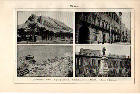 LAMINA V50537: Castillo, Ayuntamiento y puerto de Alicante