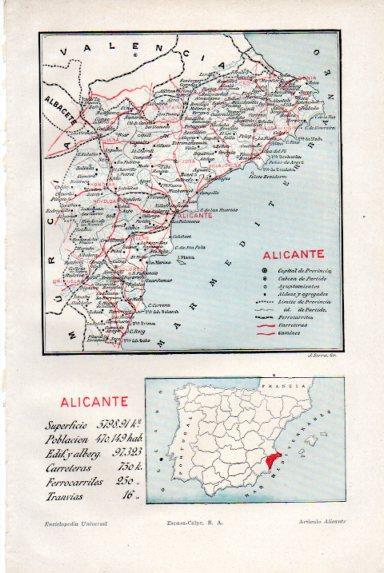 LAMINA V50535: Mapa de la provincia de Alicante