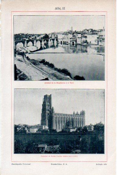 LAMINA V50608: Arrabal de la Magdalena y Catedral de Albi, Francia