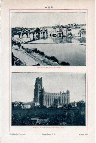 LAMINA V50608: Arrabal de la Magdalena y Catedral de Albi, Francia