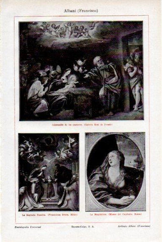 LAMINA V50594: Adoracion de los pastores, La Magdalena y La Sagrada Familia, por Albani