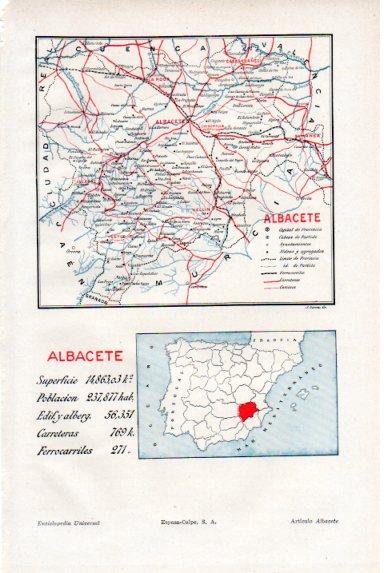 LAMINA V50588: Mapa de la provincia de Albacete