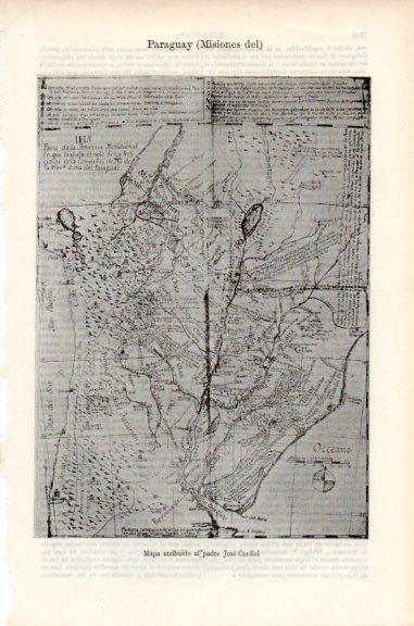 LAMINA V51216: Mapa Misiones del Paraguay por padre Jose Cordiel