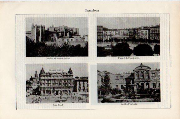 LAMINA V51130: Catedral, Gran Hotel y Archivo Provincial en Pamplona
