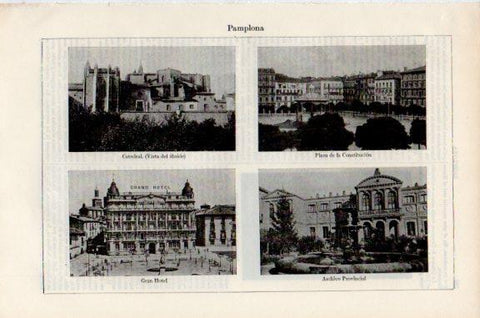 LAMINA V51130: Catedral, Gran Hotel y Archivo Provincial en Pamplona
