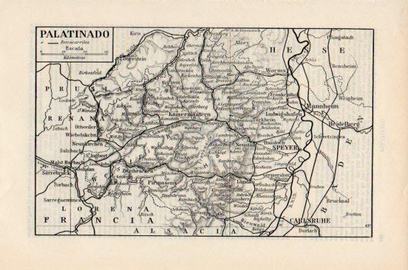 LAMINA V51149: Mapa de Palatinado, Alemania