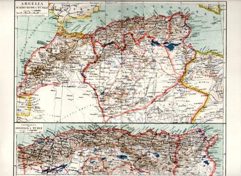 LAMINA V51322: Mapa de Argelia, Marruecos y Tunez