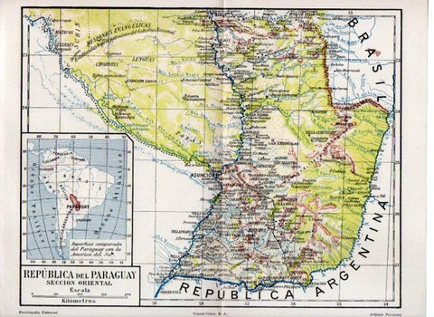 LAMINA V51318: Mapa de Paraguay seccion orientas