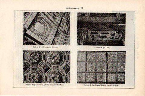 LAMINA V51302: Artesonados en Ferrara El Cairo Florencia y Castillo de Blois