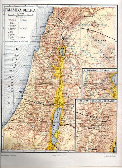LAMINA V51335: Entrada Palestina. Mapa e indice geografico biblico
