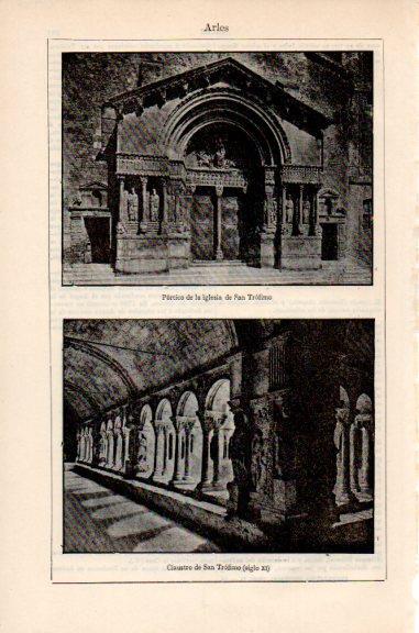 LAMINA V51267: Portico y claustro de San Trofimo en Arles, Francia