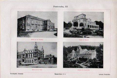 LAMINA V50895: Hoteles los Placeres y La Toja, Palacio de Lourinzan y Chalet Besada