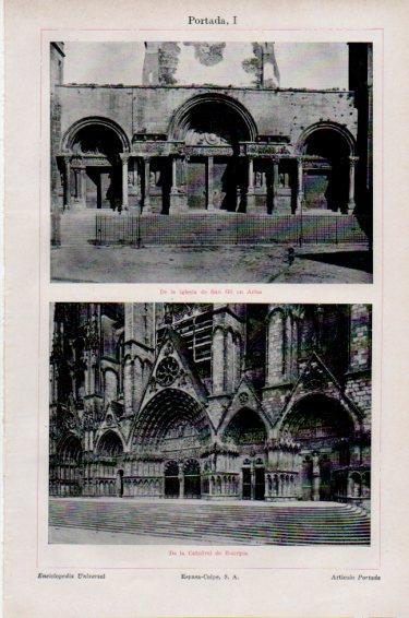 LAMINA V50940: Iglesia de San Gil de Arles y Catedral de Bourges