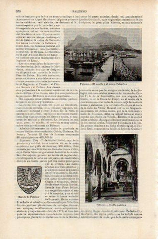 LAMINA V51077: Muelle y escudo de Palermo, Italia
