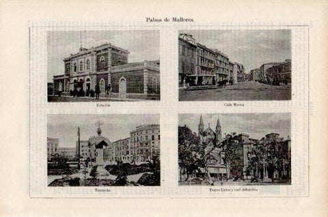 LAMINA V51094: Estacion, calle Marina y Teatro Lirico en Palma de Mallorca