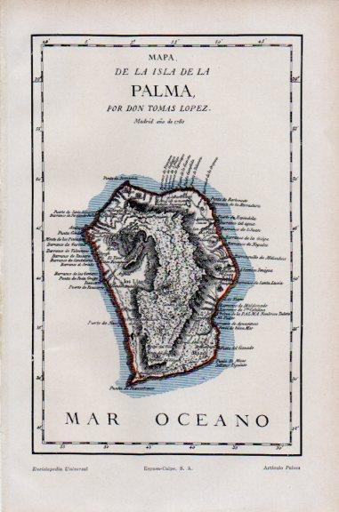 LAMINA V51101: Mapa de la isla de La Palma por Tomas Lopez
