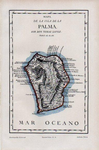 LAMINA V51101: Mapa de la isla de La Palma por Tomas Lopez