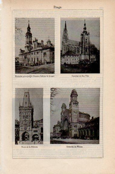 LAMINA V51028: Catedral San Vito, Estacion Wilson y Torre de la Polvora, Praga