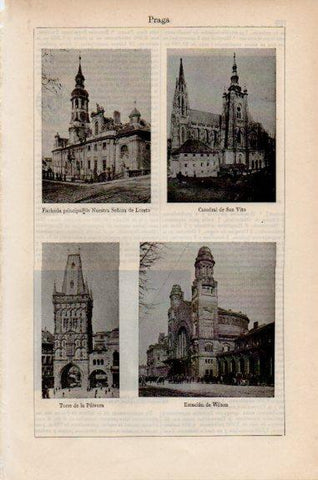 LAMINA V51028: Catedral San Vito, Estacion Wilson y Torre de la Polvora, Praga