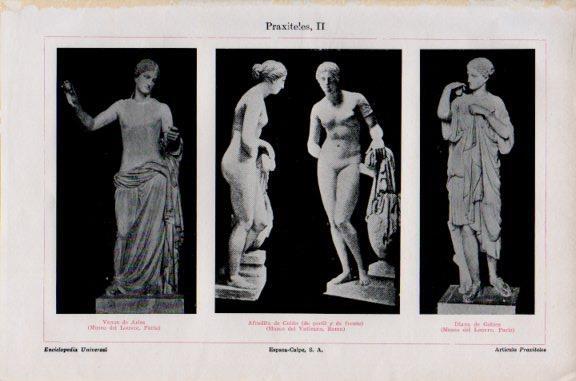 LAMINA V51039: Venus de Arles, Afrodita de Cnido y Diana de Gabies por Praxiteles