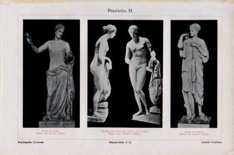 LAMINA V51039: Venus de Arles, Afrodita de Cnido y Diana de Gabies por Praxiteles