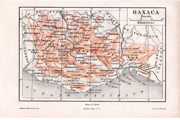 LAMINA V51711: Mapa de Oaxaca, Mejico
