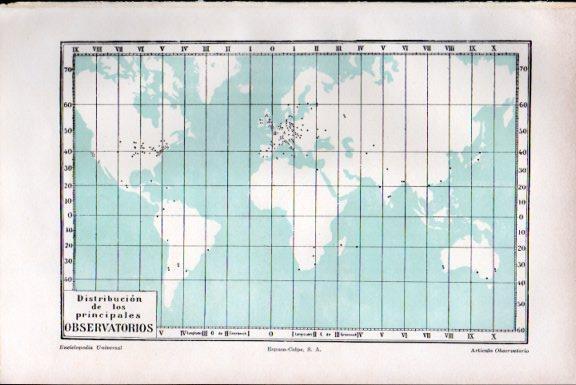 LAMINA V51731: Mapa mundial distribucion de los principales observatorios