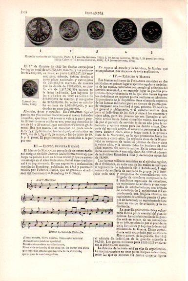 LAMINA V51665: Monedas e himno nacional de Finlandia
