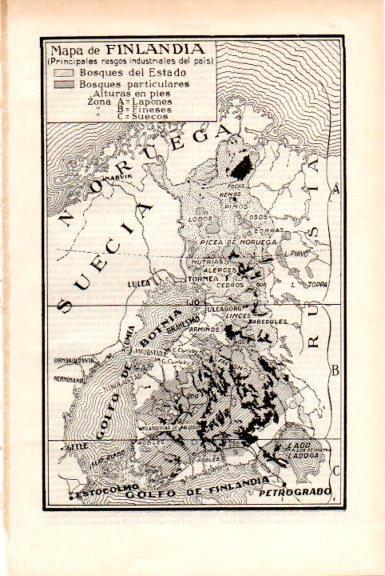 LAMINA V51662: Mapa de los bosques de Finlandia