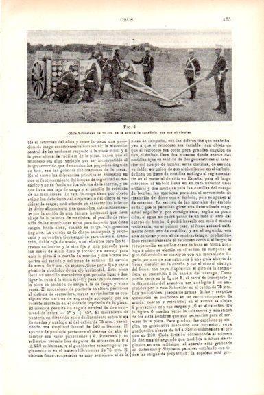 LAMINA V51746: Obus Schneider de la artilleria española