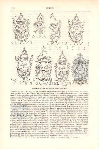 LAMINA V51834: Filigranas de papel fabricado en Olmutz siglo XVI