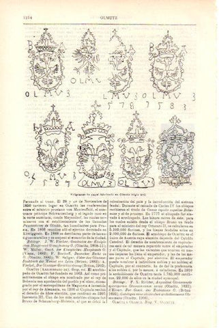 LAMINA V51834: Filigranas de papel fabricado en Olmutz siglo XVI