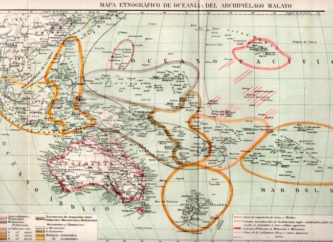 LAMINA V51867: Mapa etnografico de Oceania y Archipielago malayo