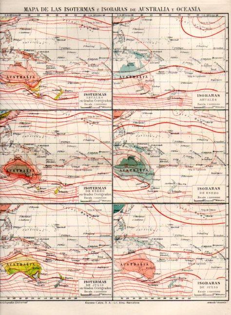LAMINA V51866: Mapas de las isotermas e isobaras de Australia y Oceania