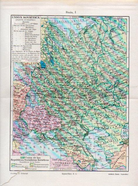 LAMINA V51850: Mapa de la Union Sovietica parte europea