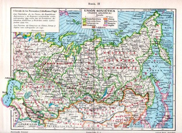 LAMINA V51847: Mapa de la Union Sovietica parte asiatica